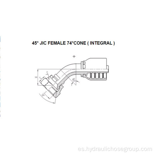 Integral 45 ° JIC Hembra 74 ° Cono 26741F